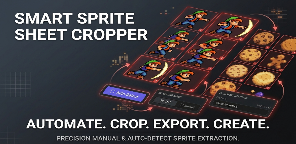 Sprite Sheet Slicer - Auto Crop Pixel Art Slicing App Artwork